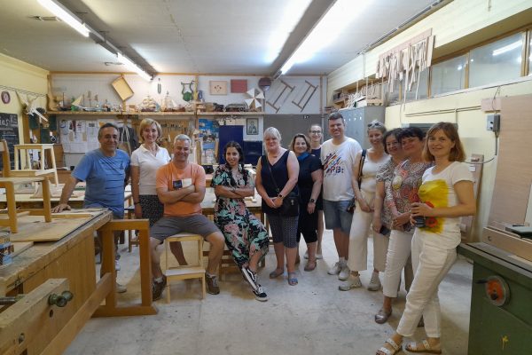 Staff visiting the carpentry department